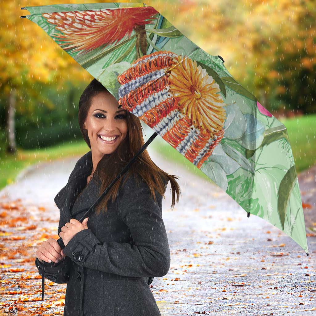 Birds and Floral Aussie Budgerigars Umbrella Mint Opal - Aussie Hoodie