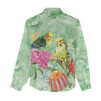 Birds and Floral Aussie Budgerigars Women Casual Shirt Mint Opal - Aussie Hoodie