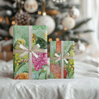Birds and Floral Aussie Budgerigars Wrapping Paper Mint Opal