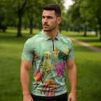Birds and Floral Aussie Budgerigars Zipper Polo Shirt Mint Opal - Aussie Hoodie