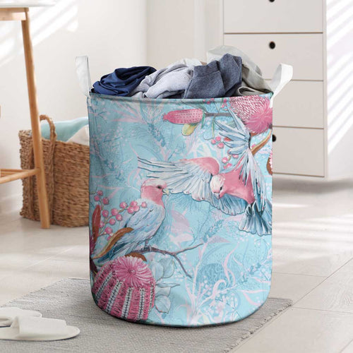 Galah Birds Australia Baby Blue & Pink Laundry Basket - Aussie Hoodie