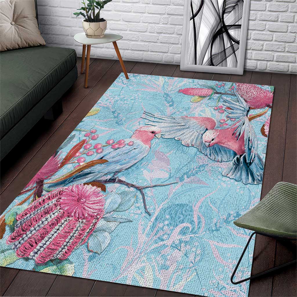 Galah Birds Australia Baby Blue & Pink Area Rug - Aussie Hoodie