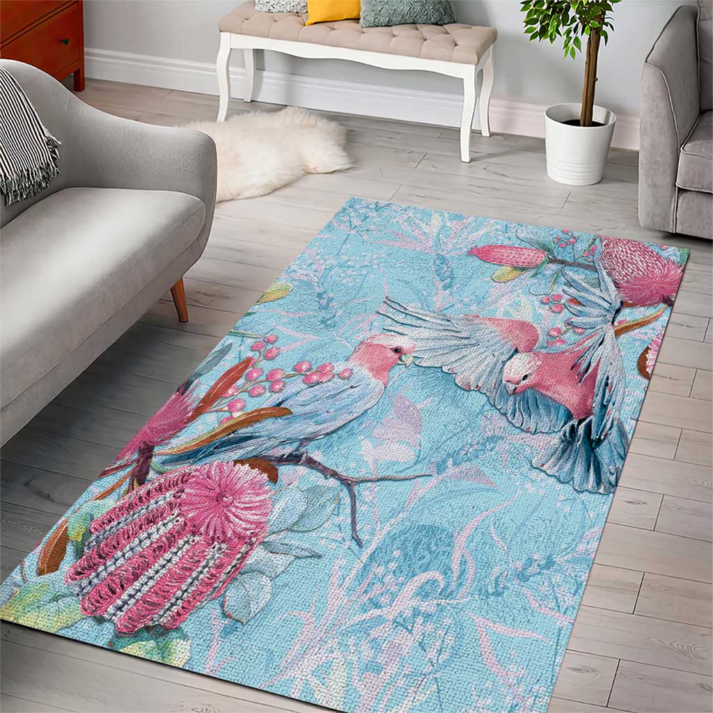 Galah Birds Australia Baby Blue & Pink Area Rug - Aussie Hoodie