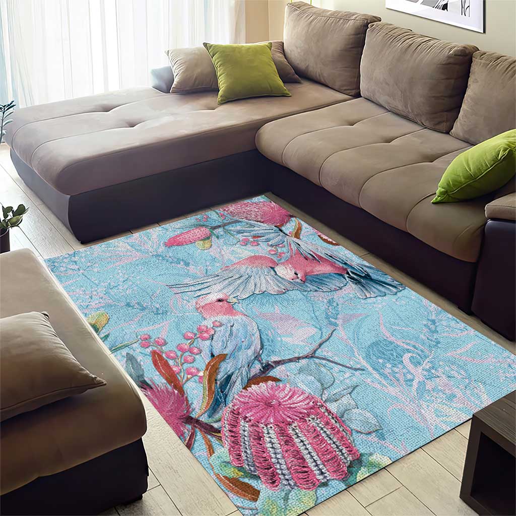 Galah Birds Australia Baby Blue & Pink Area Rug - Aussie Hoodie