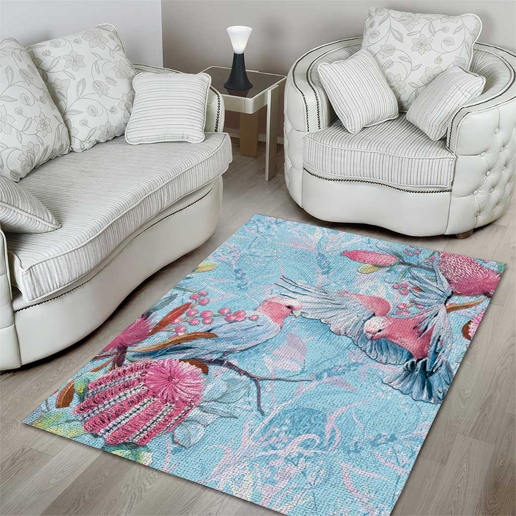 Galah Birds Australia Baby Blue & Pink Area Rug - Aussie Hoodie