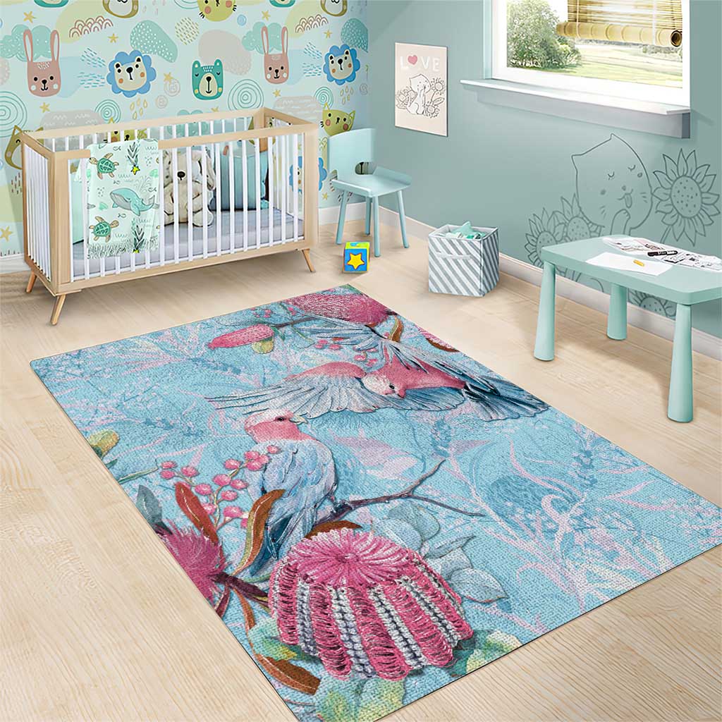 Galah Birds Australia Baby Blue & Pink Area Rug - Aussie Hoodie