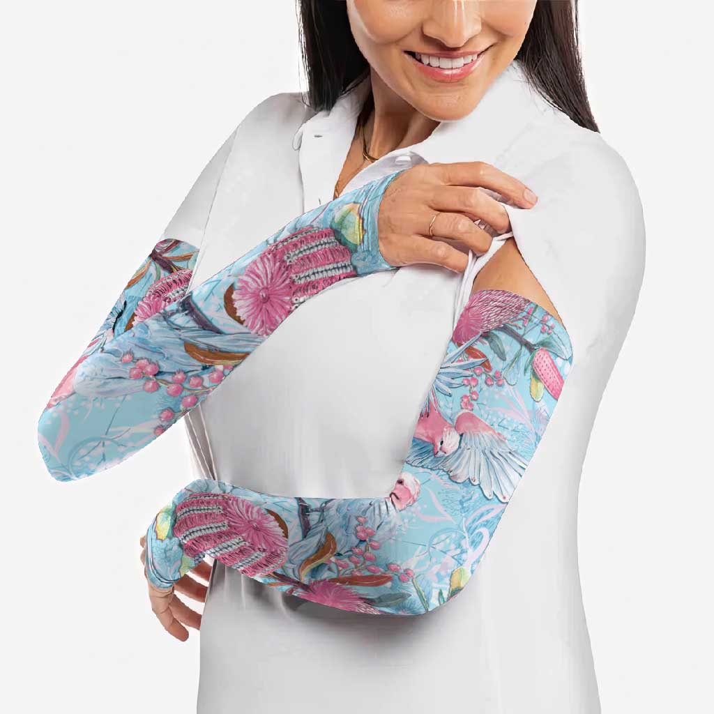 Galah Birds Australia Baby Blue & Pink Arm Sleeves - Aussie Hoodie