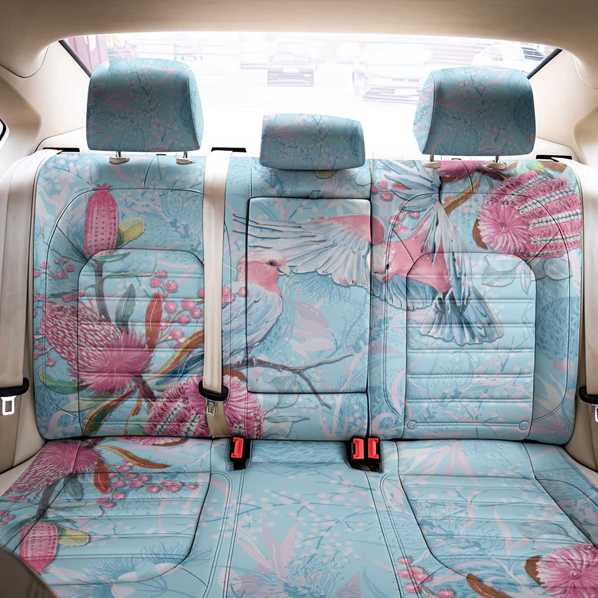 Galah Birds Australia Baby Blue & Pink Back Car Seat Cover - Aussie Hoodie