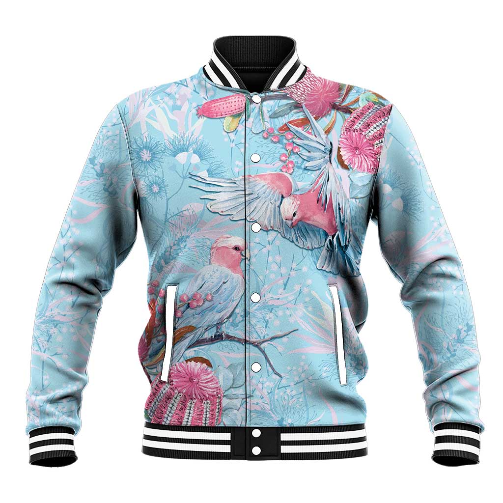 Galah Birds Australia Baby Blue & Pink Baseball Jacket - Aussie Hoodie