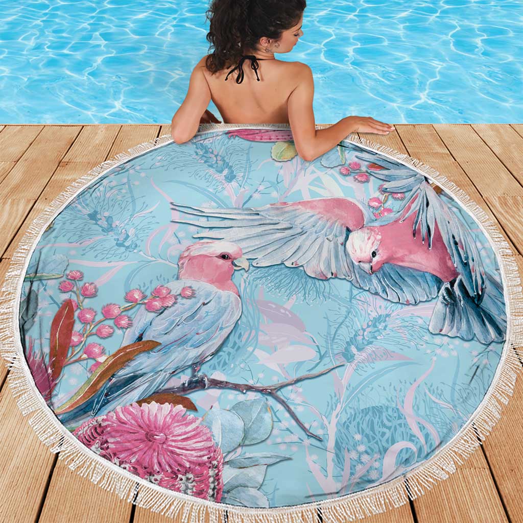 Galah Birds Australia Baby Blue & Pink Beach Blanket - Aussie Hoodie