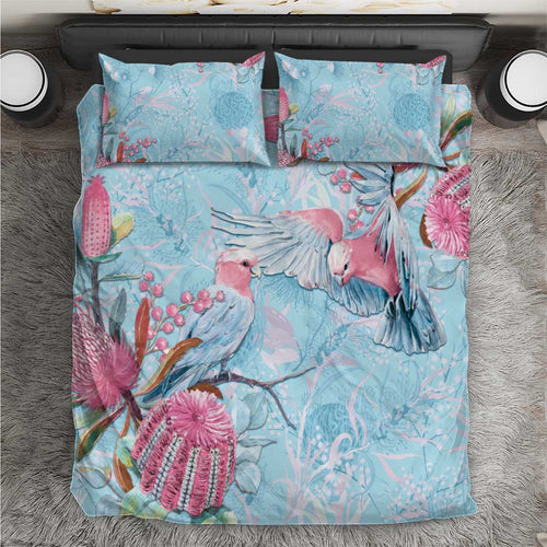 Galah Birds Australia Baby Blue & Pink Bedding Set - Aussie Hoodie