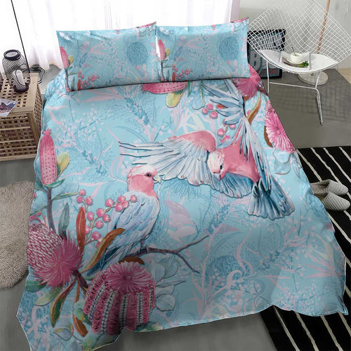 Galah Birds Australia Baby Blue & Pink Bedding Set - Aussie Hoodie