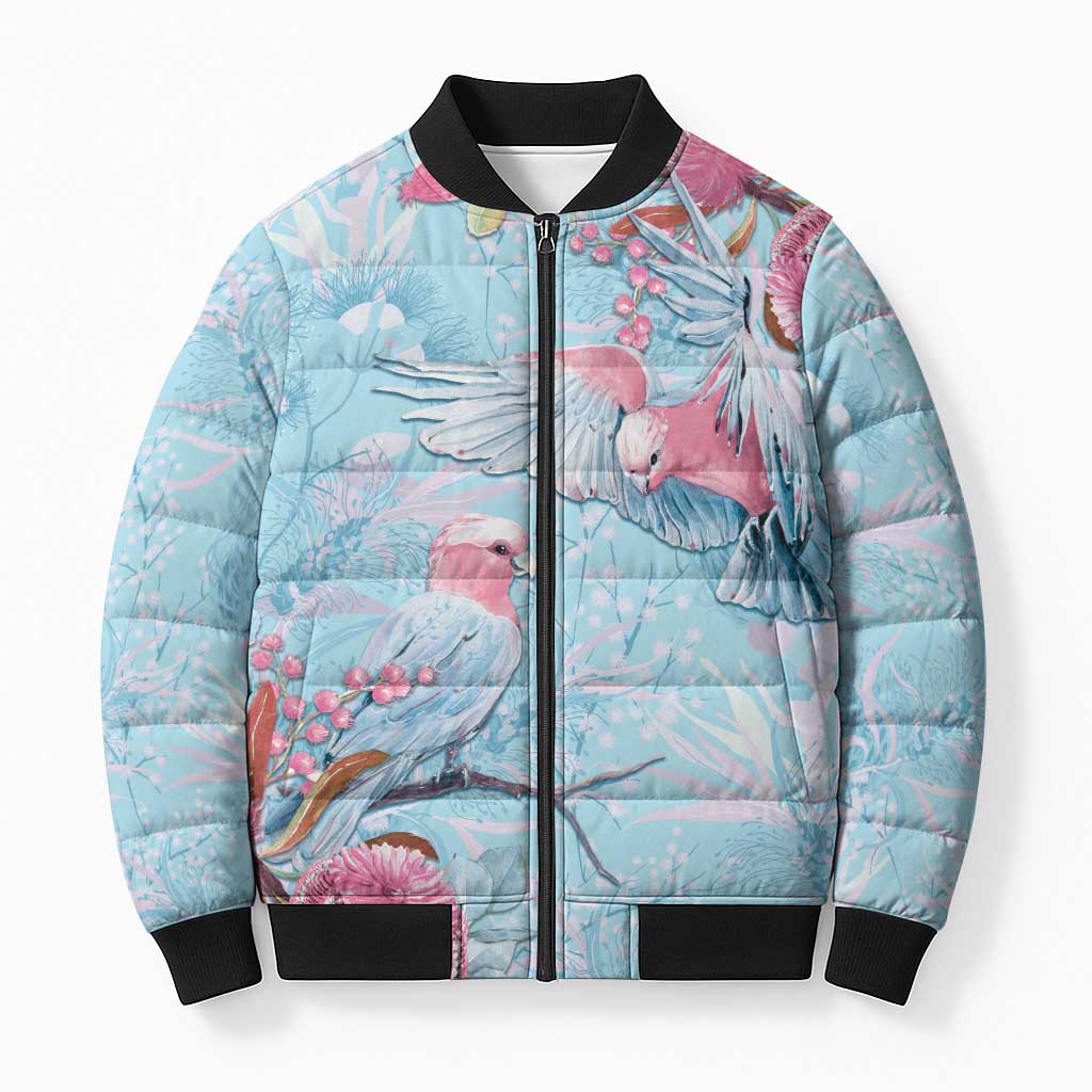 Galah Birds Australia Baby Blue & Pink Bomber Puffer Jacket - Aussie Hoodie