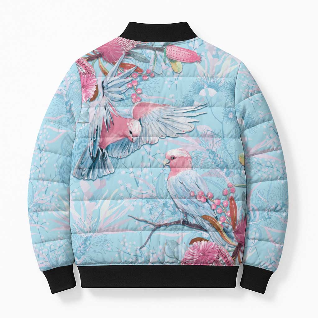 Galah Birds Australia Baby Blue & Pink Bomber Puffer Jacket - Aussie Hoodie