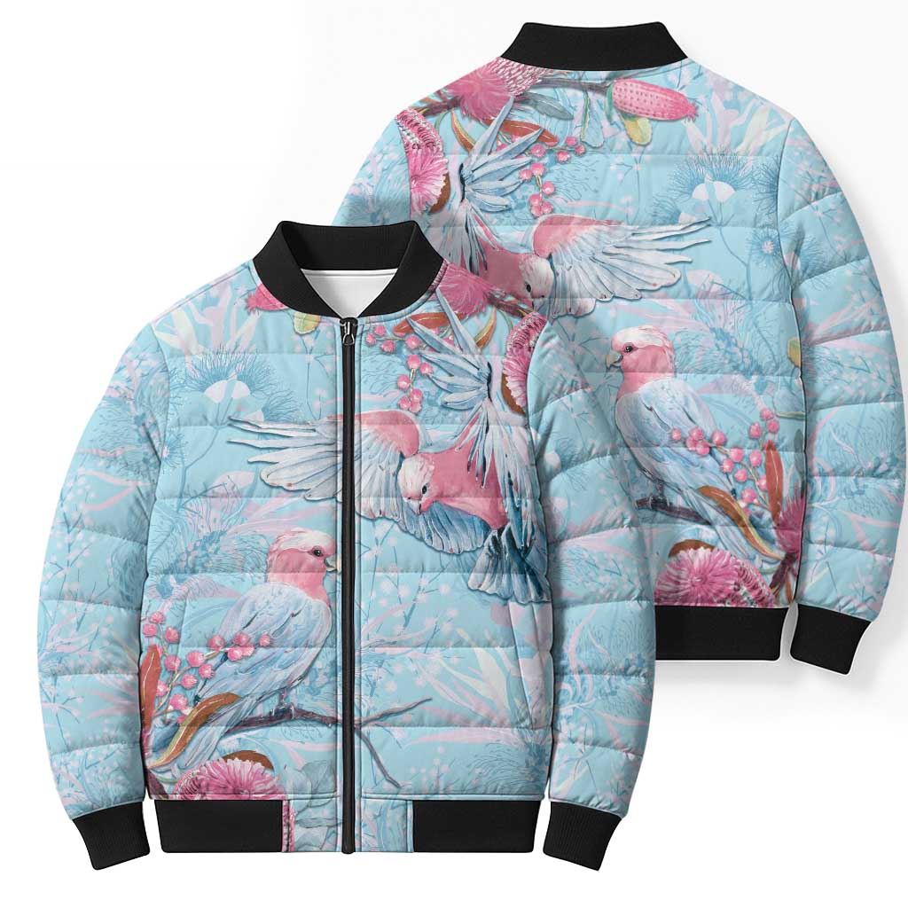 Galah Birds Australia Baby Blue & Pink Bomber Puffer Jacket - Aussie Hoodie