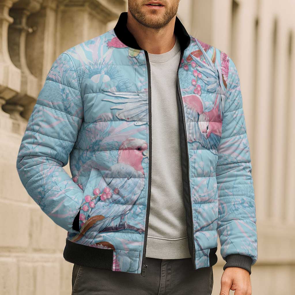 Galah Birds Australia Baby Blue & Pink Bomber Puffer Jacket - Aussie Hoodie