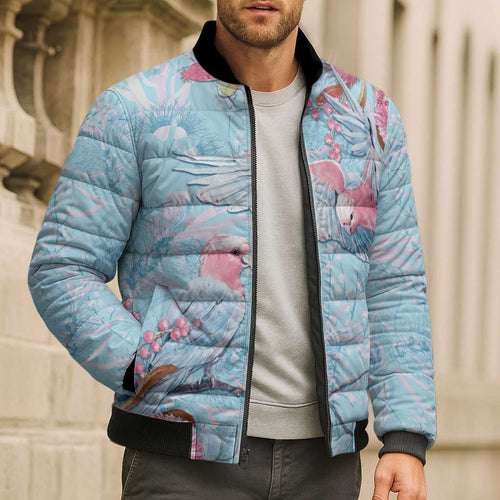 Galah Birds Australia Baby Blue & Pink Bomber Puffer Jacket - Aussie Hoodie