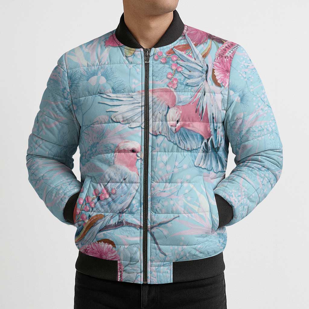 Galah Birds Australia Baby Blue & Pink Bomber Puffer Jacket - Aussie Hoodie