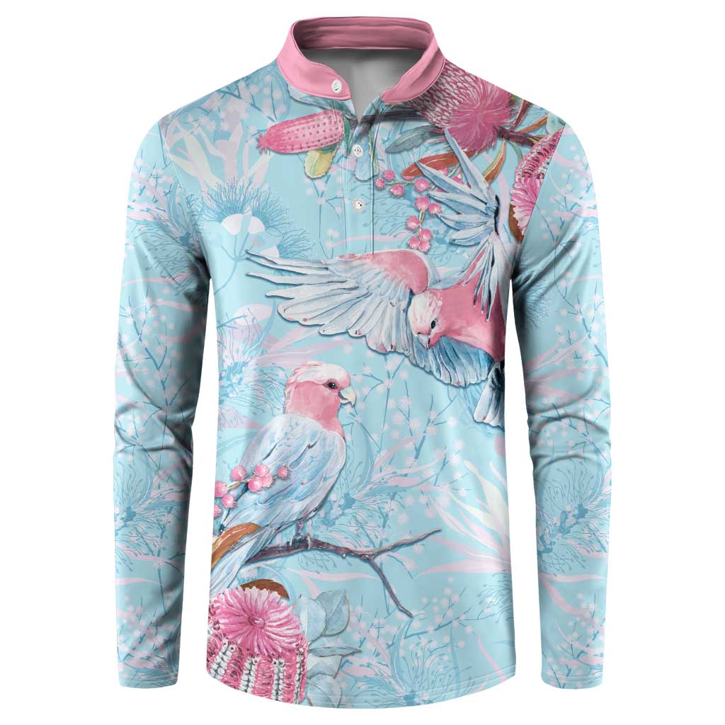 Galah Birds Australia Baby Blue & Pink Button Sweatshirt - Aussie Hoodie
