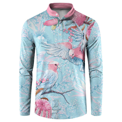 Galah Birds Australia Baby Blue & Pink Button Sweatshirt - Aussie Hoodie