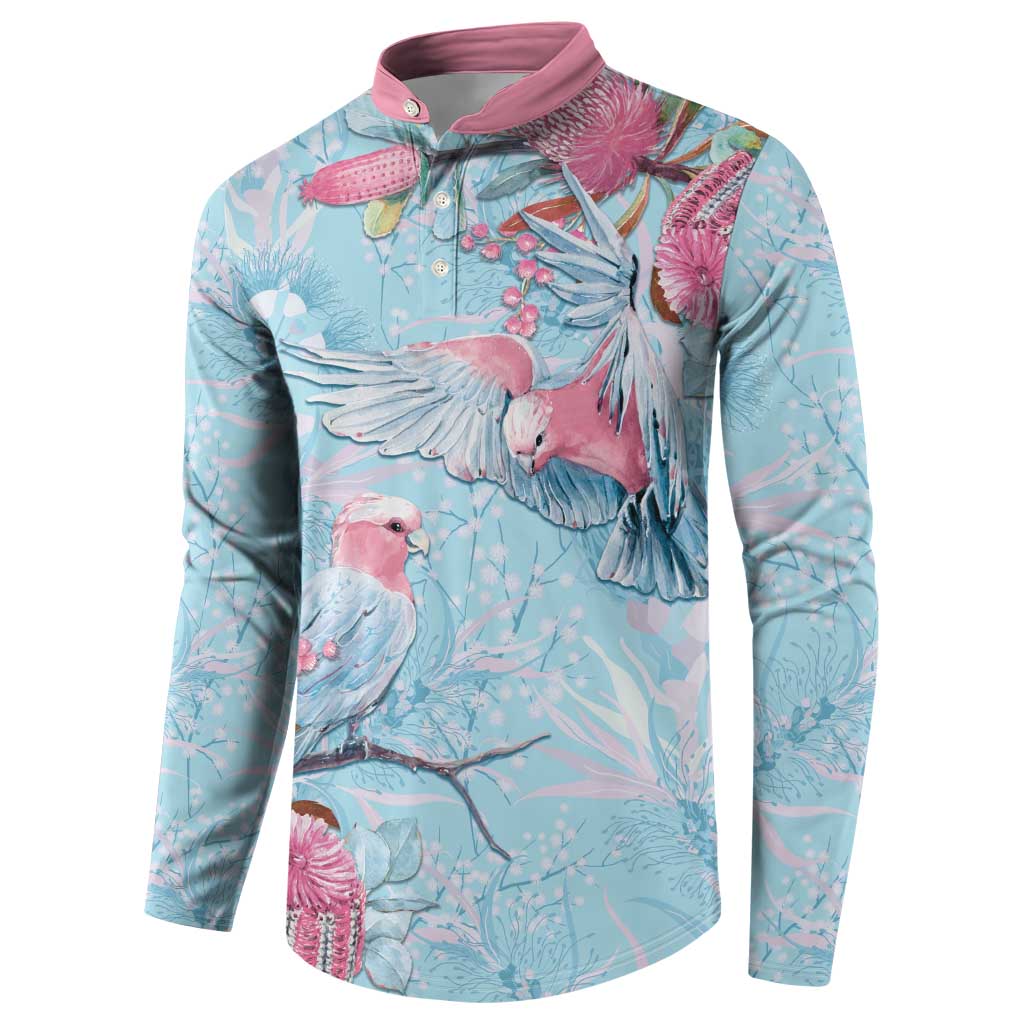 Galah Birds Australia Baby Blue & Pink Button Sweatshirt - Aussie Hoodie