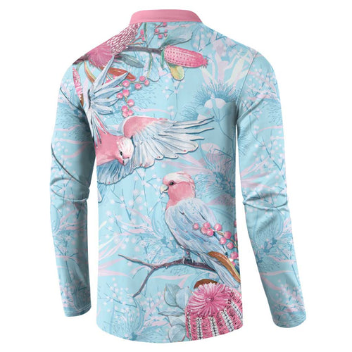 Galah Birds Australia Baby Blue & Pink Button Sweatshirt - Aussie Hoodie