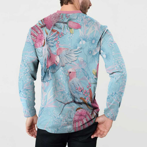 Galah Birds Australia Baby Blue & Pink Button Sweatshirt - Aussie Hoodie