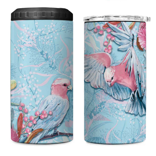 Galah Birds Australia Baby Blue & Pink 4 in 1 Can Cooler Tumbler - Aussie Hoodie