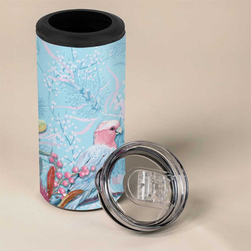 Galah Birds Australia Baby Blue & Pink 4 in 1 Can Cooler Tumbler - Aussie Hoodie