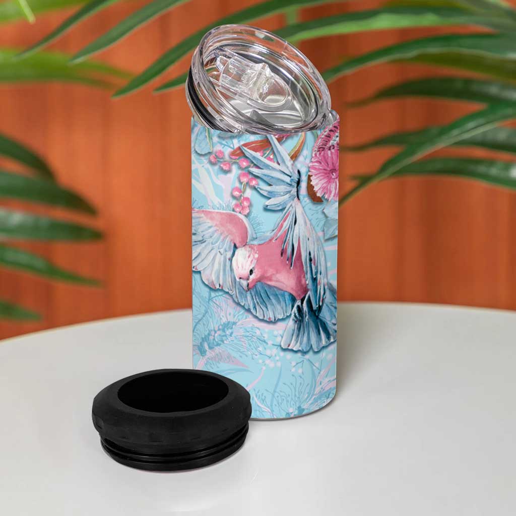 Galah Birds Australia Baby Blue & Pink 4 in 1 Can Cooler Tumbler - Aussie Hoodie