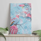Galah Birds Australia Baby Blue & Pink Canvas Wall Art - Aussie Hoodie