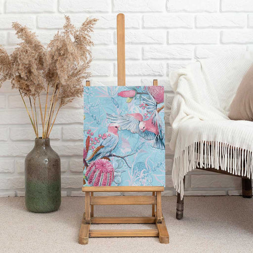 Galah Birds Australia Baby Blue & Pink Canvas Wall Art - Aussie Hoodie