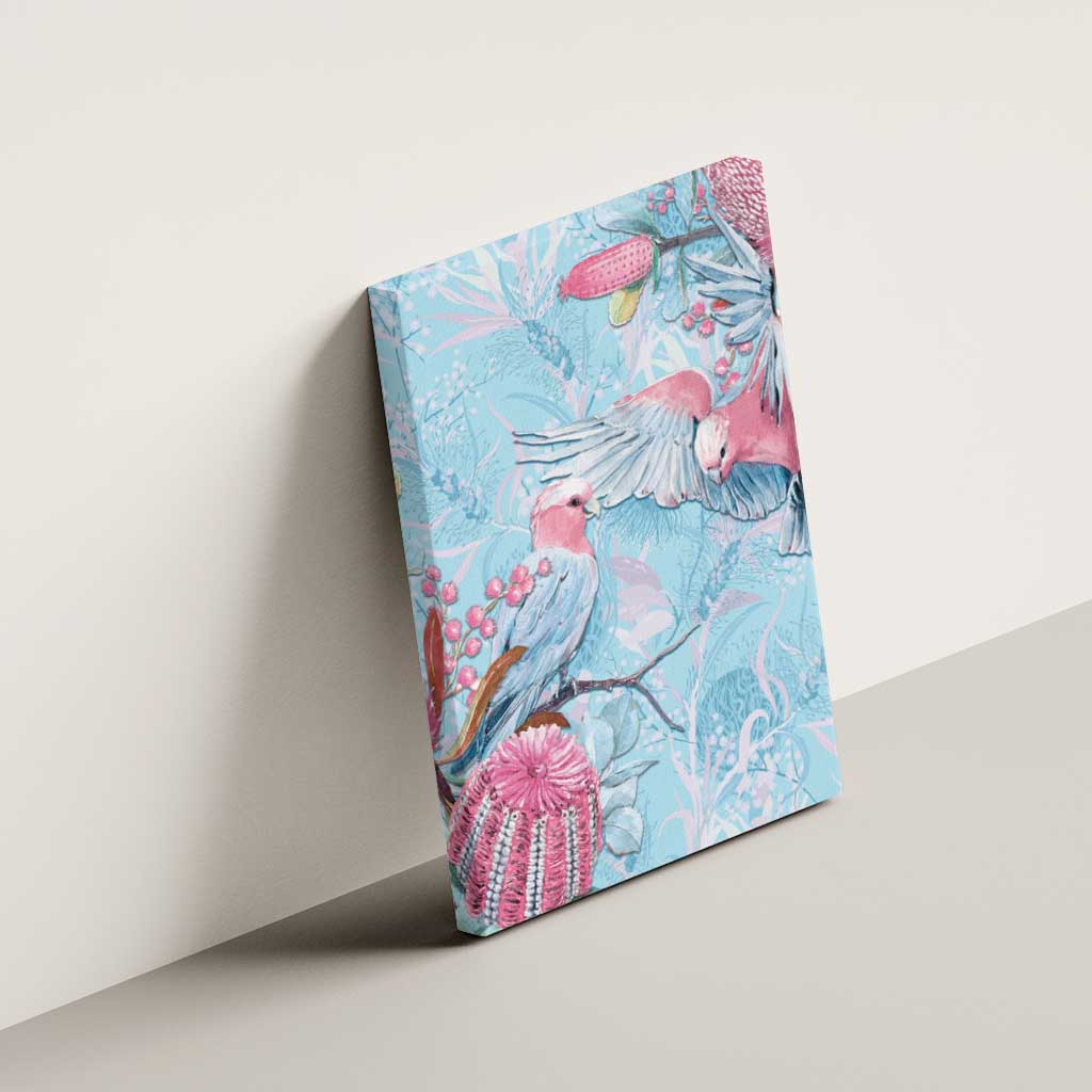Galah Birds Australia Baby Blue & Pink Canvas Wall Art - Aussie Hoodie