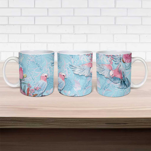 Galah Birds Australia Baby Blue & Pink Ceramic Mug - Aussie Hoodie