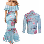 Galah Birds Australia Baby Blue & Pink Couples Matching Mermaid Dress and Long Sleeve Button Shirt - Aussie Hoodie