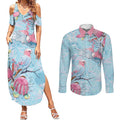 Galah Birds Australia Baby Blue & Pink Couples Matching Summer Maxi Dress and Long Sleeve Button Shirt - Aussie Hoodie