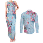 Galah Birds Australia Baby Blue & Pink Couples Matching Tank Maxi Dress and Long Sleeve Button Shirt - Aussie Hoodie