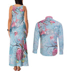 Galah Birds Australia Baby Blue & Pink Couples Matching Tank Maxi Dress and Long Sleeve Button Shirt - Aussie Hoodie