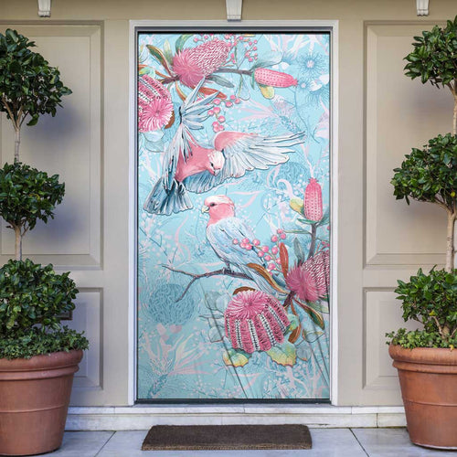 Galah Birds Australia Baby Blue & Pink Door Cover - Aussie Hoodie