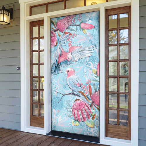 Galah Birds Australia Baby Blue & Pink Door Cover - Aussie Hoodie