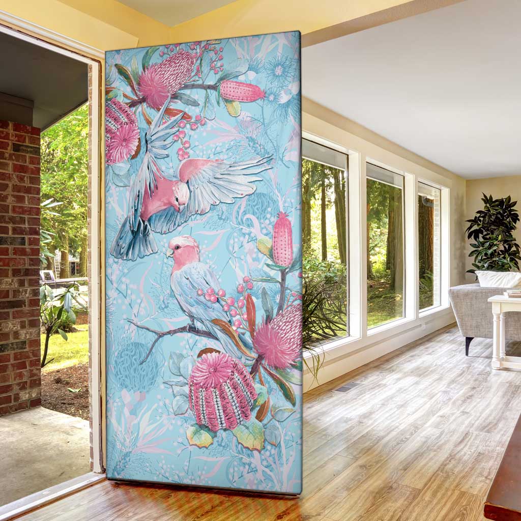 Galah Birds Australia Baby Blue & Pink Door Cover - Aussie Hoodie