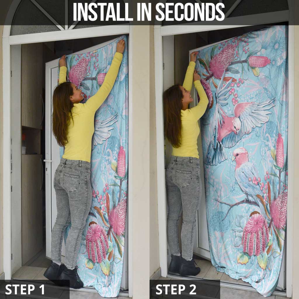 Galah Birds Australia Baby Blue & Pink Door Cover - Aussie Hoodie