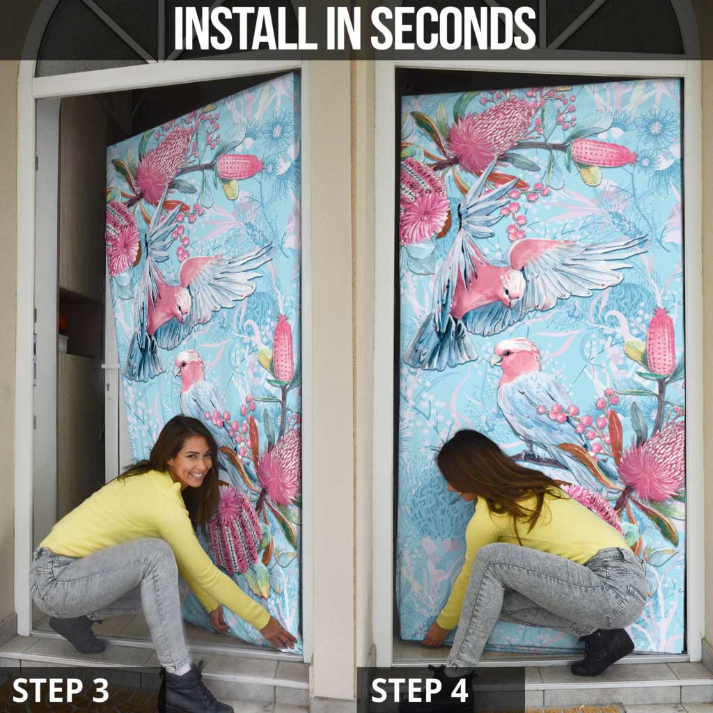 Galah Birds Australia Baby Blue & Pink Door Cover - Aussie Hoodie