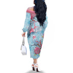 Galah Birds Australia Baby Blue & Pink Family Matching Off The Shoulder Long Sleeve Dress and Hawaiian Shirt - Aussie Hoodie