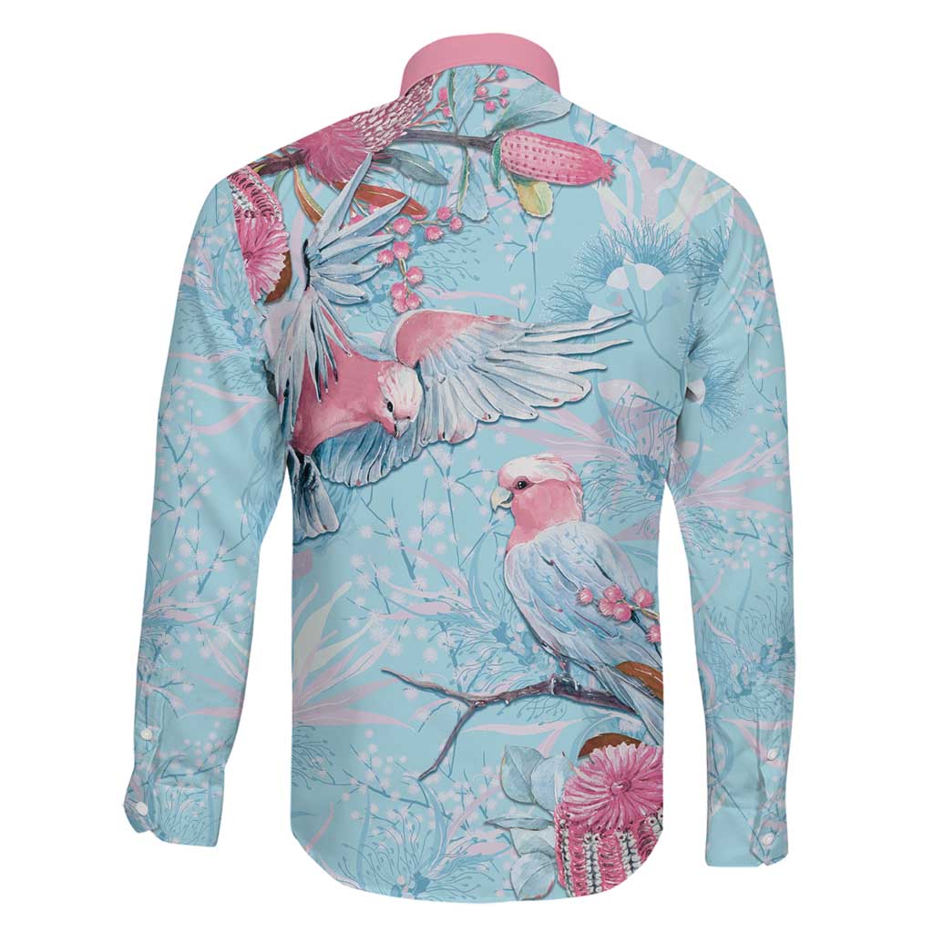Galah Birds Australia Baby Blue & Pink Family Matching Off Shoulder Short Dress and Hawaiian Shirt - Aussie Hoodie