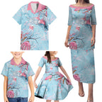 Galah Birds Australia Baby Blue & Pink Family Matching Puletasi and Hawaiian Shirt - Aussie Hoodie