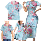 Galah Birds Australia Baby Blue & Pink Family Matching Short Sleeve Bodycon Dress and Hawaiian Shirt - Aussie Hoodie