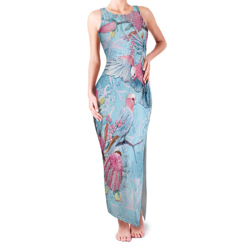Galah Birds Australia Baby Blue & Pink Family Matching Tank Maxi Dress and Hawaiian Shirt - Aussie Hoodie