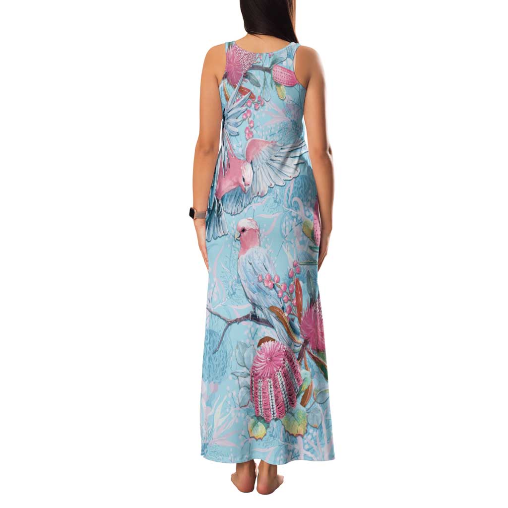 Galah Birds Australia Baby Blue & Pink Family Matching Tank Maxi Dress and Hawaiian Shirt - Aussie Hoodie