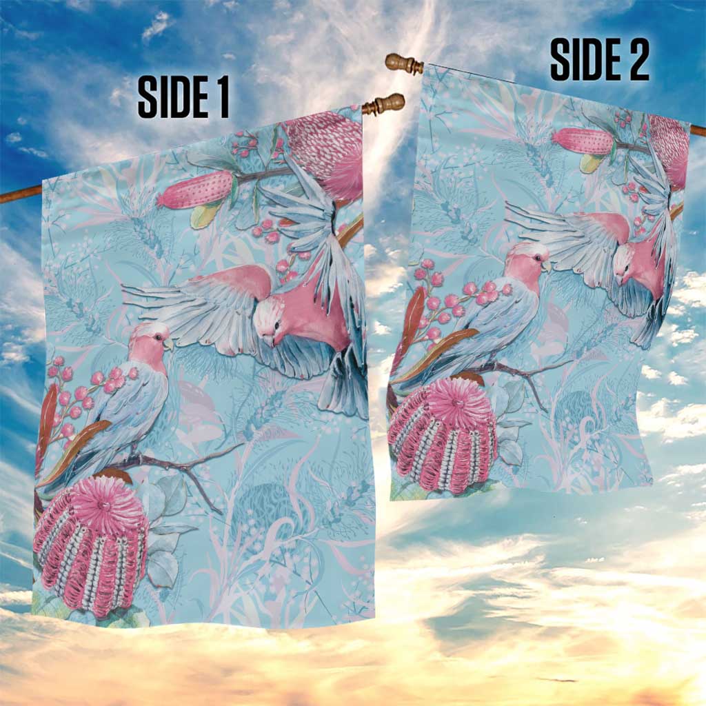 Galah Birds Australia Baby Blue & Pink Garden Flag - Aussie Hoodie